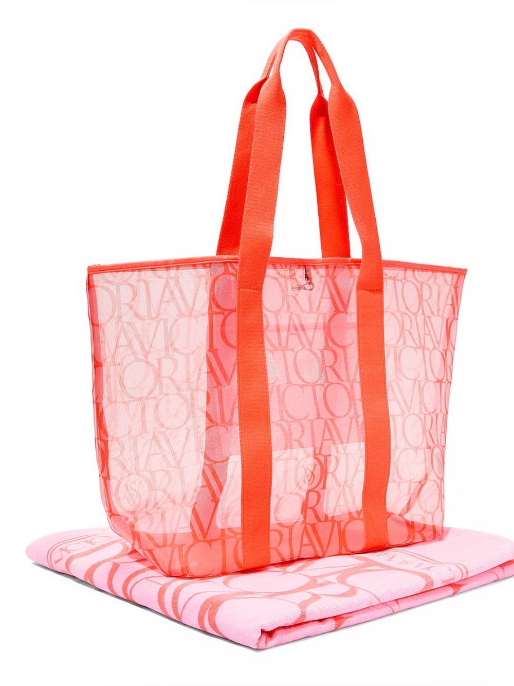 Victoria's Secret Bright Coral Mesh Tote